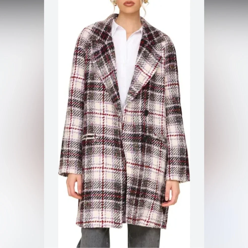 AVEC LES FILLES SIZE XL‎ plaid midi coat wool blend